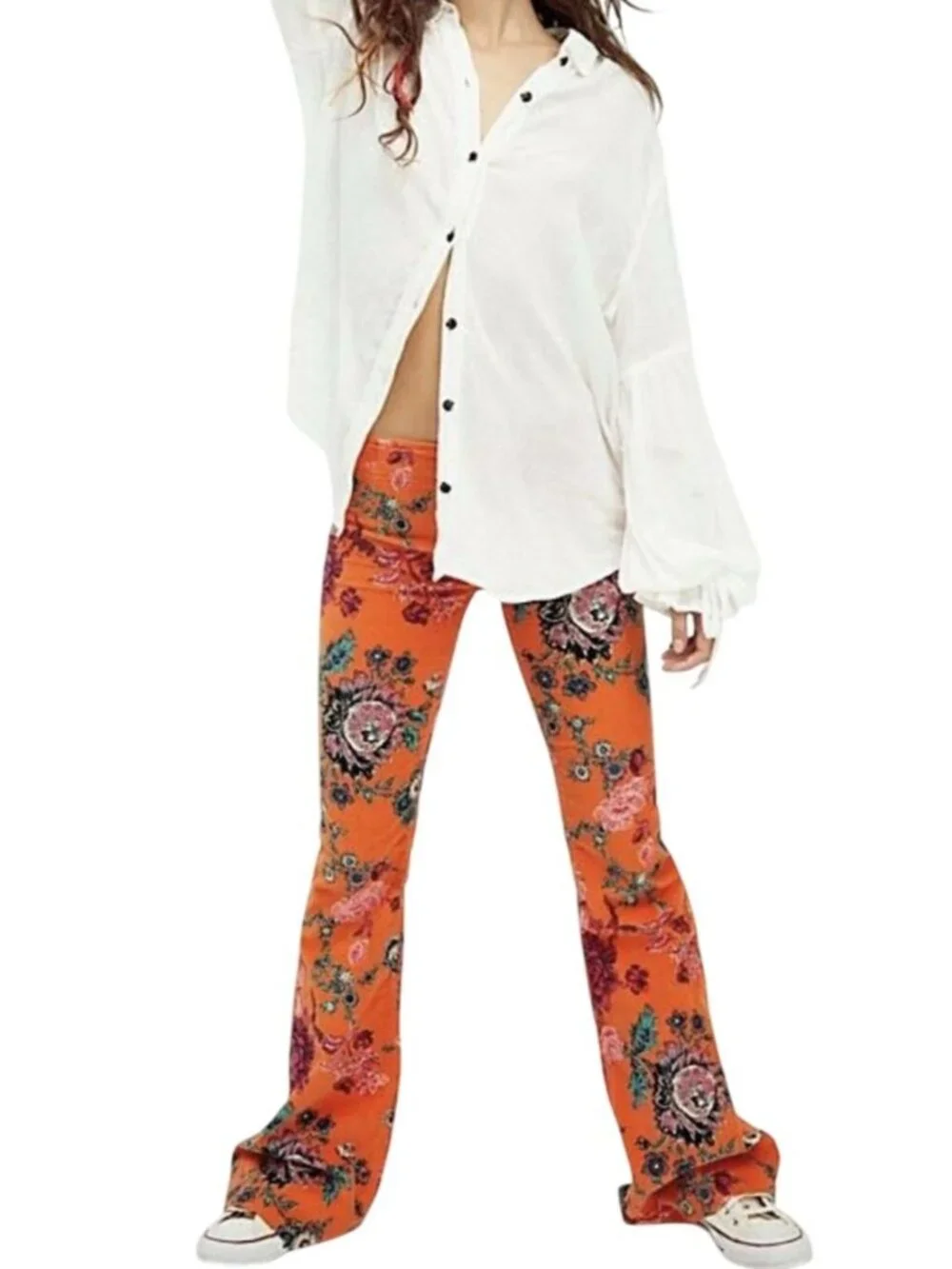 We The Free x Free People Printed Penny Pull-On Low Rise Corduroy Flare Pants 25 - Picture 3 of 10